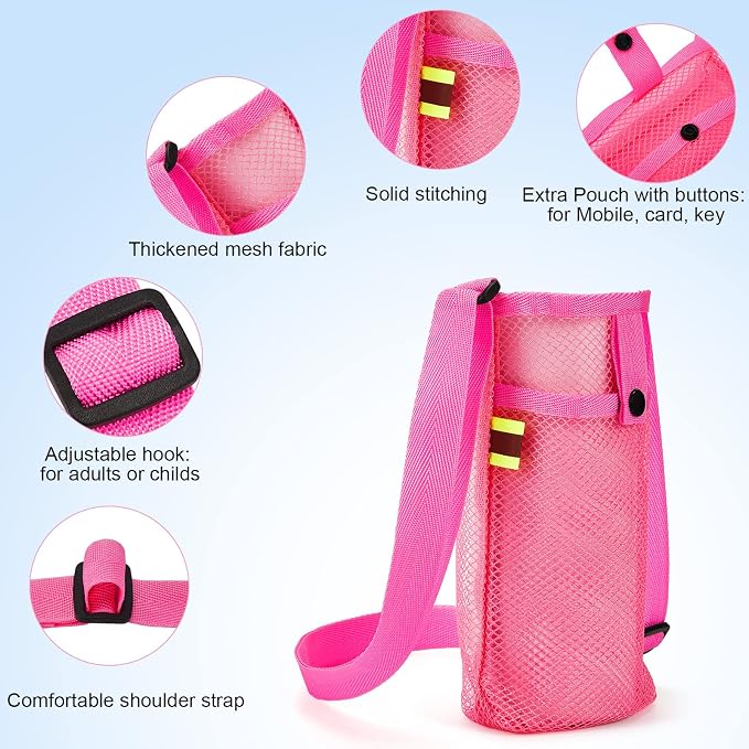 Tessco for you Water Bottle Sling Holder with Adjustable Shoulder Strap Water Bottle Mesh Carrier Bag Sleeve Pouch Holder for Walking Sports - Image 4