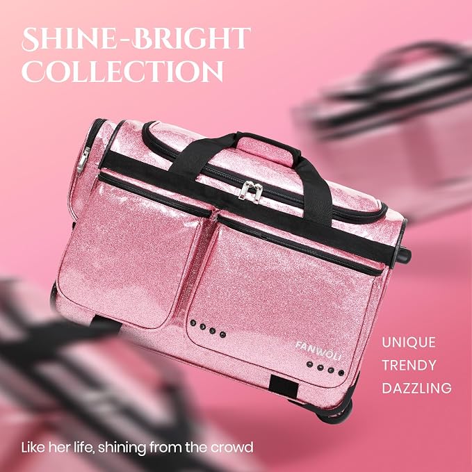 Fanwoli 23" Dance Bag with Garment Rack | Glittering Waterproof Fabric & Upgraded Stable System | Shine-Bright Collection | Ideal Competition Duffle Bag for Dancer Athlete Cheerleader Little Princess - Image 2