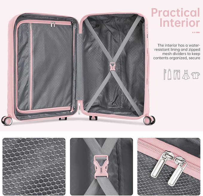 Carry On Luggage 22x14x9 Airline Approved, 20 Inch Expandable Hardshell Luggage Carry-on Suitcases with Spinner Wheels, Carry On Suitcase Set for Women (PINK) - Image 5