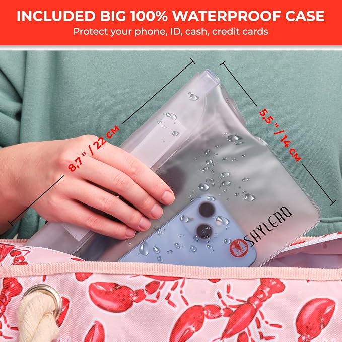 Beach Bag and Pool Bag Has Cooler Pocket, 7 Pockets Total, Zip Top. Family Size Waterproof Beach Tote - Image 5