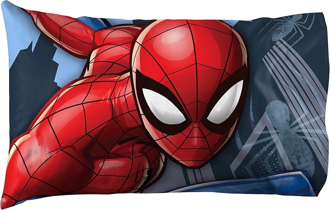 Jay Franco Kids Sheet Set with Fitted, Flat Sheets & Pillow Cover - Ultra-Soft Bedding with Pillowcase for Room Decor, White - Spiderman, 3 Piece Twin - Image 3