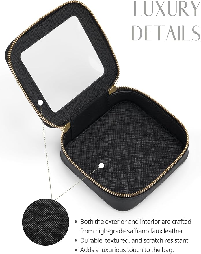 Popvibe Clear Makeup Case Toiletry Bag Travel Medium Clear Cosmetic Bag with Zipper, Make Up Bag Organizer Traveling TSA Approved Transparent Bag Car for Essentials, Mini & Medium, Black - Image 5