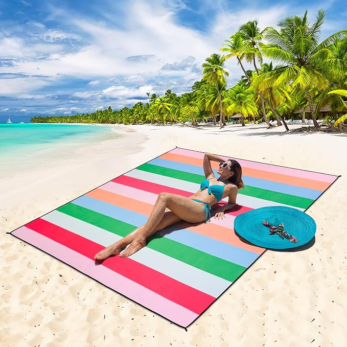 HIHOHO Beach Blanket Waterproof Sandproof Extra Large Beach Mat 79" X 83"/120"x108"for 1-8 Adults Quick Drying Durable Outdoor Picnic Mat for Beach Travel Camping Hiking - Image 5