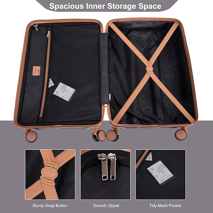 Amalodie Luggage Sets 5 Piece,Suitcases with Double Spinner Wheels,Hardcase 3 set Luggage with TSA Lock and Waterproof Travel Duffle Bag - Image 5