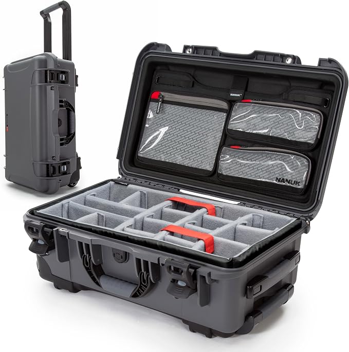 NANUK 935 Pro Photo Kit – Waterproof Travel Camera Hard Case with Padded Dividers and Wheels, 22” x 14” x 9” - Dustproof and Impact Resistant, Airline Carry-On Approved – Graphite | IP67 Waterproof, Padded Dividers and Lid Organizer, Heavy-Duty Wheels ... by NANUK