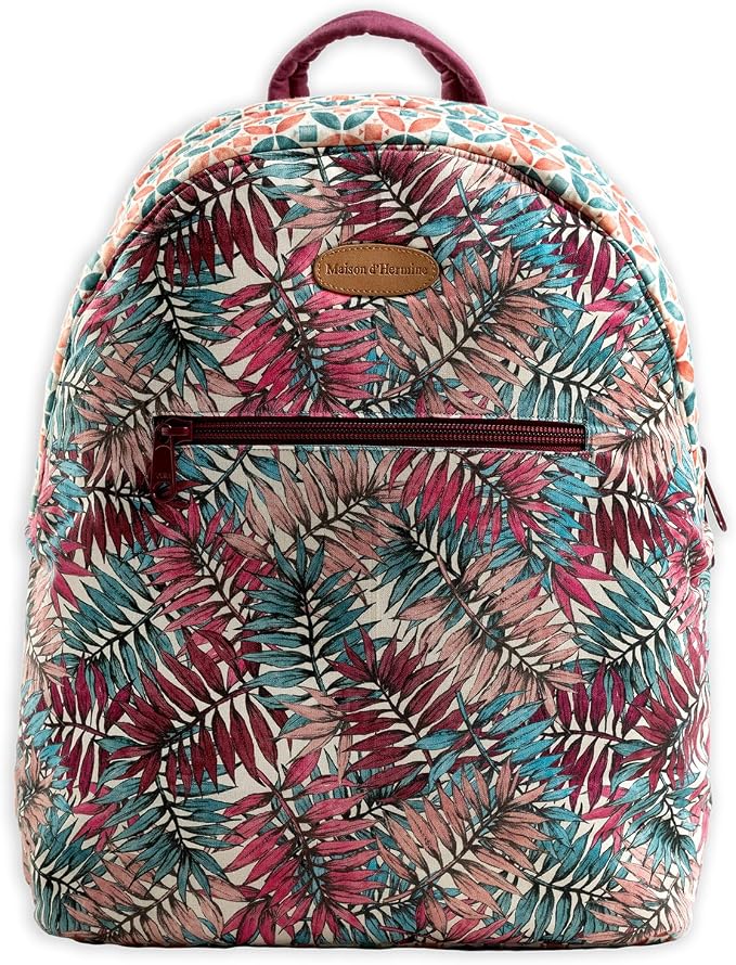 Maison d' Hermine Backpack for Women Men Cotton Shoulder Multipurpose Rucksack with Small Pouch Lightweight Multi Pocket Bag for Travel Work Beach Perfect for Spring Summer (Bamako - Madi) by MaisondHermine