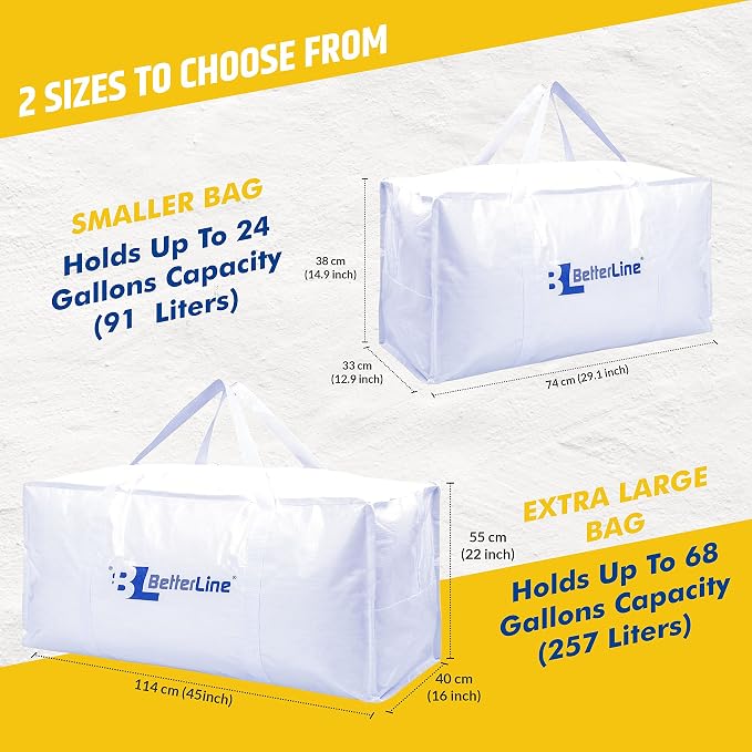 Heavy Duty Moving and Storage Bag - 29"x13"x15" Inches Tote with Reinforced Handles - Holds up to 65 lbs. - Tear and Water Resistant - Multi-Purpose and Foldable Double Zipper Polypropylene Bag - Image 3