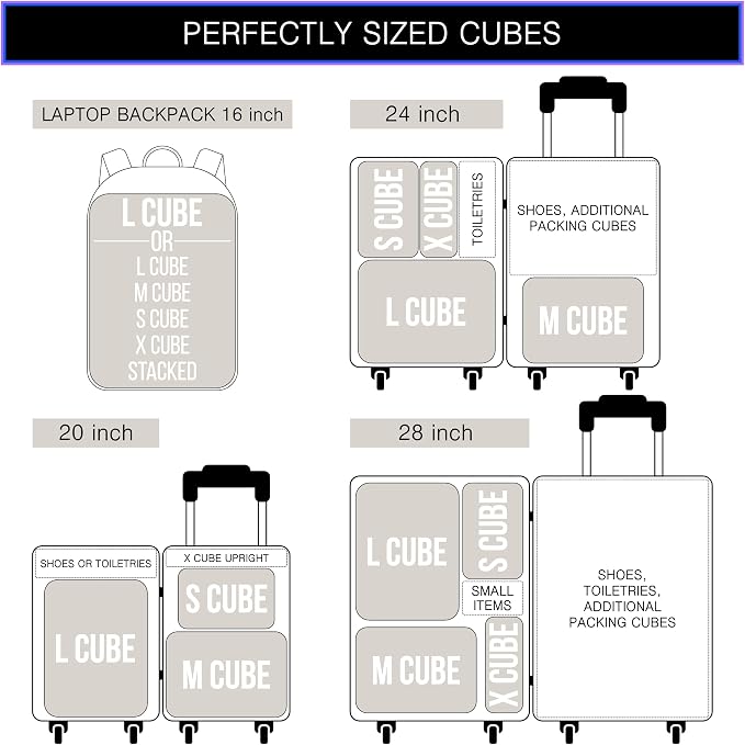 Premium Ultralight Compression Packing Cubes for Travel - Bag Factor Luggage Organizer Set (Grey - 5 Set) - Image 7