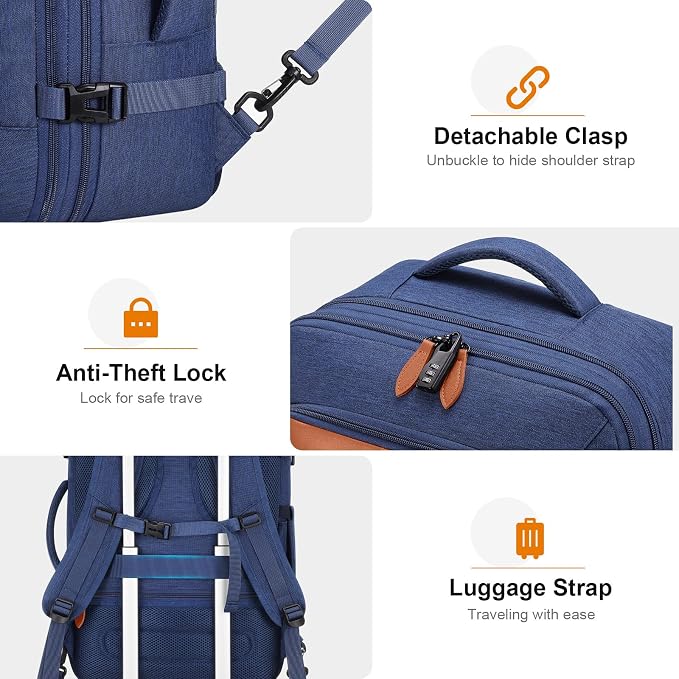 Bagsure Travel Backpack Carry On Backpack 42L Flight Approved, Expandable Laptop Backpack with Packing Cubes & Shoe Pocket, Water Resistant Luggage Backpack for Men Women, Large Backpack 20 * 14 * 7" - Image 6