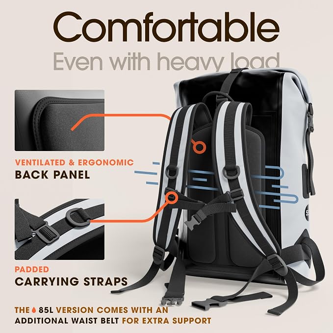 Earth Pak Waterproof Backpack - Heavy Duty Hiking Backpack - Roll-Top Closure Bag - Cushioned Dry Bag Waterproof Phone Case - Image 7