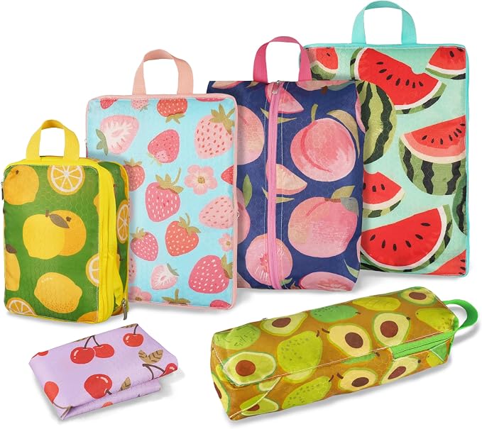 6 Pcs Compression Packing Cubes for Travel, Waterproof Luggage Organizer Washable Storage Bags Set - Packaging Cubes for Backpack Travel and Carry-Ons by Hitanfe