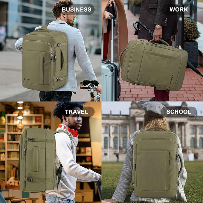 Gieury Travel Backpack, Extra Large 50L Expandable Backpack for Men Women, Carry On Backpack For Airplanes, Travel Essentials Luggage Suitcase Daypack Travel Gift Weekender Bag, Army Green - Image 6