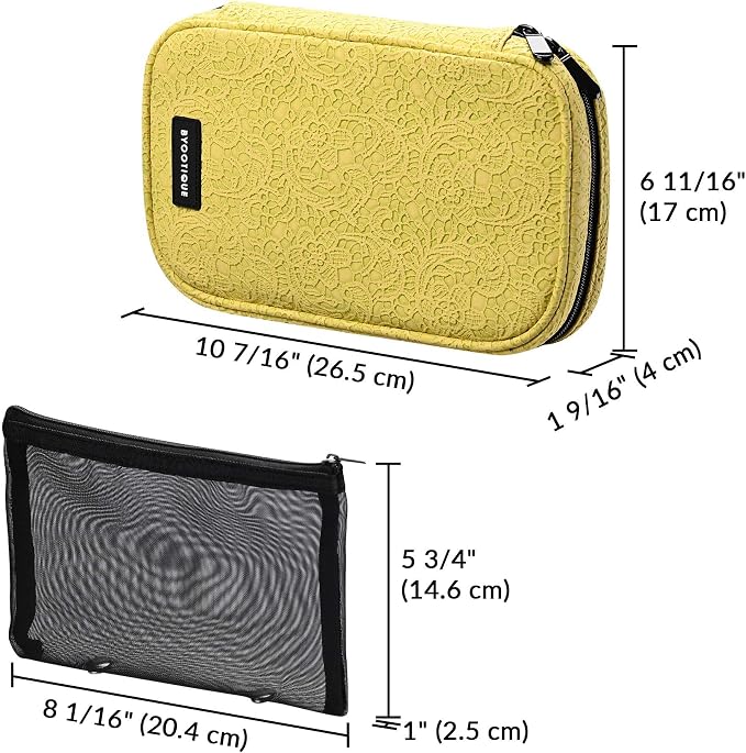 BYOOTIQUE Makeup Brush Bag Organizer Portable Multi Brush Holder Hand Bag | Travel Makeup Artist Bag,Cosmetic Organizer Pouch Zipper Bag,with Removable Mesh,for Brushes Cosmetics,Yellow - Image 9