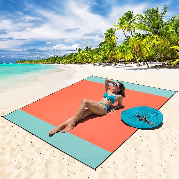 HIHOHO Beach Blanket Waterproof Sandproof Extra Large Beach Mat 79" X 83"/120"x108"for 1-8 Adults Quick Drying Durable Outdoor Picnic Mat for Beach Travel Camping Hiking - Image 5