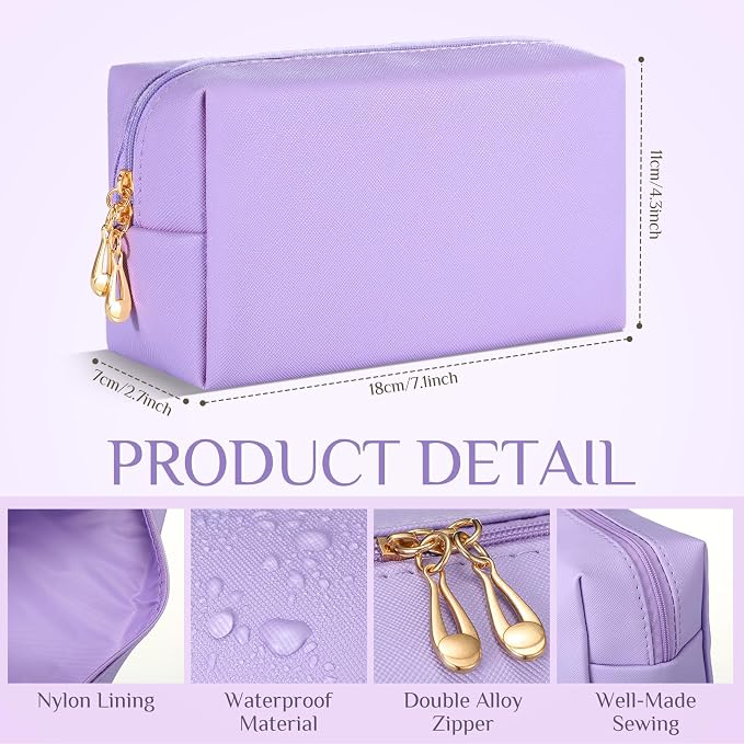 50 Pcs Makeup Bag Bulk PU Leather DIY Cosmetic Plain Preppy Makeup Pouch Portable Waterproof Toiletry Bags for Women Travel Pencil Case Cosmetic Organizer (Pink Purple) - Image 2