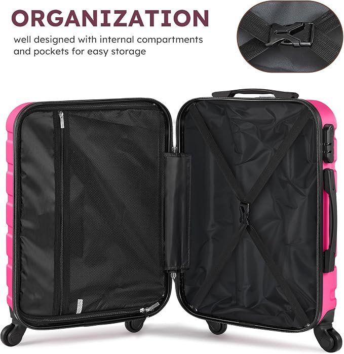 Suitour 4 Piece Luggage Sets, Hard Shell Suitcase Set with Spinner Wheels 16 20 24 28inch Travel Sets(Rose Red) - Image 7
