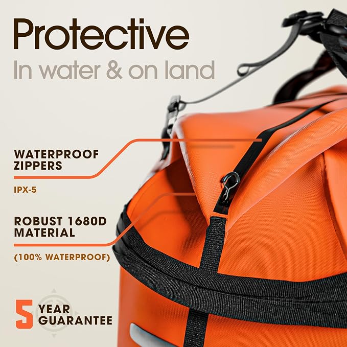 Earth Pak Waterproof Duffel Bag - Large Dry Bag, 1680D TPU, Heavy Duty, Camping & Marine Dry Bag, 8x8 Popout Pocket - Image 2