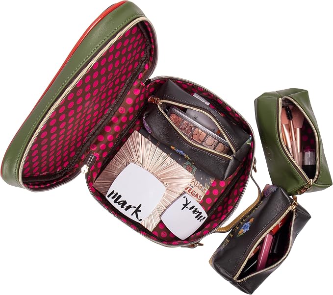 Nicole Lee Travel Handbag Crossbody Set with 3 Fashion Print Makeup Pouches, Women's Cosmetic Toiletry Organizer (Be My Valentine) - Image 6