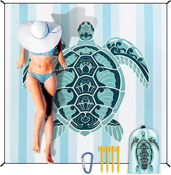 HIHOHO Beach Blanket Waterproof Sandproof Extra Large Beach Mat 79" X 83"/120"x108"for 1-8 Adults Quick Drying Durable Outdoor Picnic Mat for Beach Travel Camping Hiking by HIHOHO