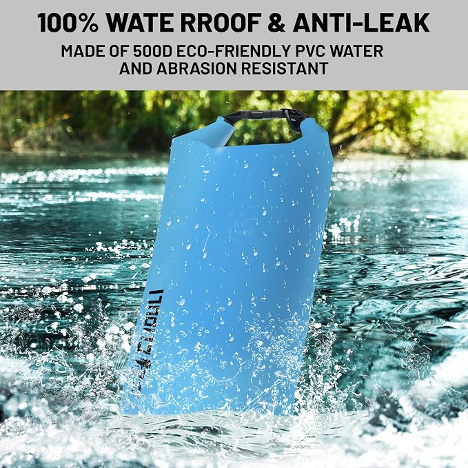 Waterproof Dry Bag,Roll Top Blue Small Waterproof Backpack 2L/5L/10L/20L/30L/40L Floating Lightweight Bags for Kayaking, Boating, Fishing, Swimming Camping with Waterproof Phone Case - Image 2