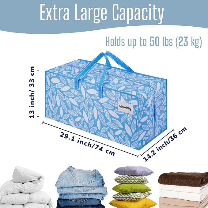 VENO 6 Pack Heavy Duty Moving Bags with Backpack Straps, Zippers & Handles, Extra Large Packing Bags for College Dorm Essentials, Moving Supplies Alternative to Cardboard Moving Boxes - Image 3