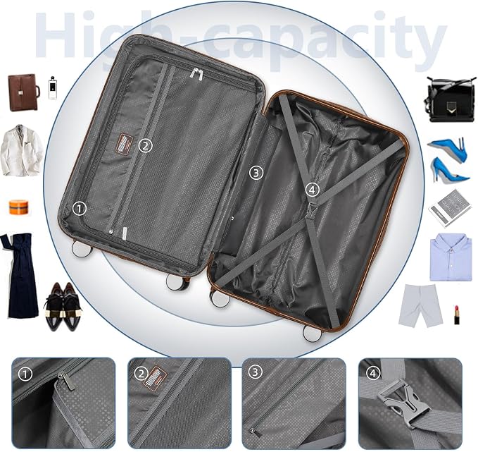 Black 6 Piece Luggage Set Hard Shell - Expandable Suitcases with Spinner Wheels and Duffel Bags for Family Travel, Durable Carry On Luggage Sets with Lock for Women and Men - Image 7