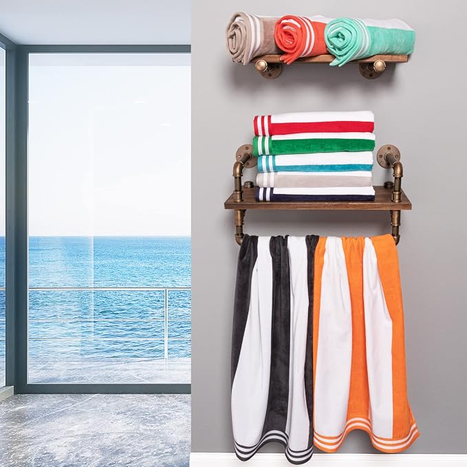 Superior Cotton Nautical Stripe Beach Towels, Colorful Towels for Adult, Kid, Pool, Swimming, Sand, Travel, Large Oversized, Absorbent, Fast Drying, Bath Basics, Cabana Collection, 1 Piece, Red - Image 9