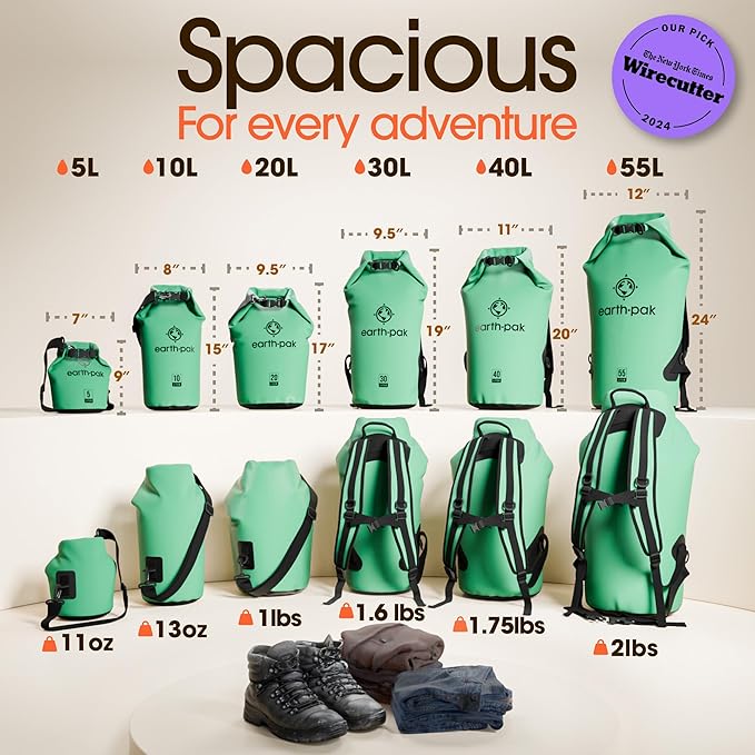 Earth Pak Waterproof Dry Bag - Roll Top Waterproof Backpack Sack Keeps Gear Dry for Kayak with Waterproof Phone Case - Image 2