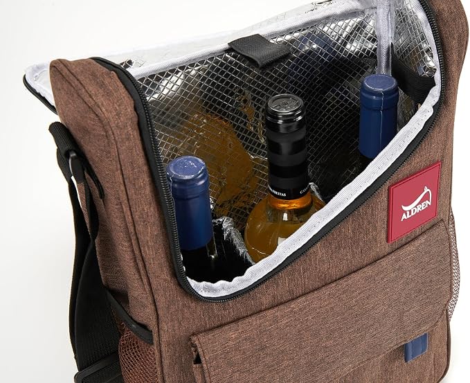 Insulated Wine Cooler Bag Set – 3 Bottle Wine Travel Tote or 2 Bottles with 2 Tumblers – Thermal Wine Carrier with Corkscrew & Stoppers for Picnic and Wine Gifts - Image 3