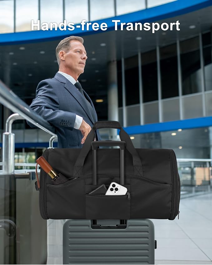 NPBAG Convertible Garment Duffle Bags for Travel - Carry on Garment Bag, Suit Bag for Men & Women, 3 in 1 Foldable Travel Duffle Backpack with Shoulder Strap (Black) - Image 7
