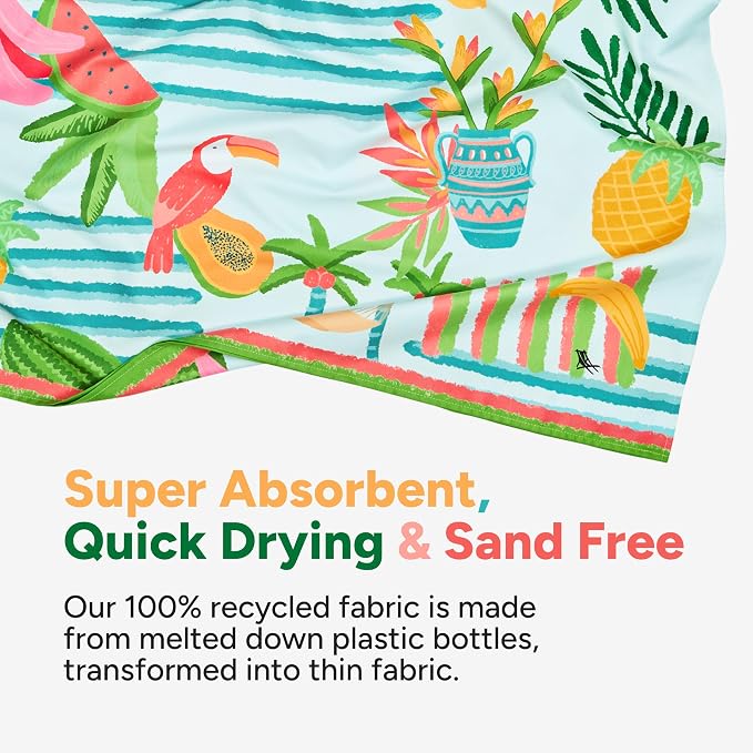 Dock & Bay Beach Towel - Quick Dry, Sand Free - Compact, Lightweight - 100% Recycled - Includes Bag - Tropicana Treat - Extra Large (200x90cm, 78x35) - Image 3