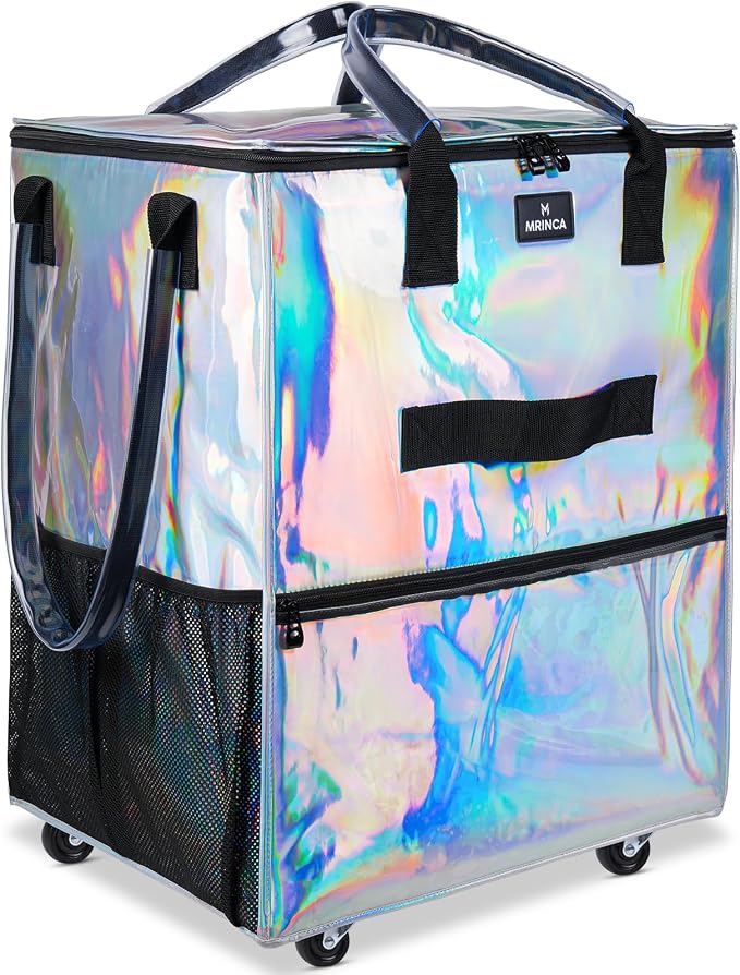 Large Reusable Grocery Bag On 5 Wheels, 130L Foldable Rolling Tote Bag, Heavy Duty Shopping Cart, Multiple Pockets & Heavy Duty Handle, Collapsible Shopping Cart for Groceries Moving, Gradient Silver by Unknown