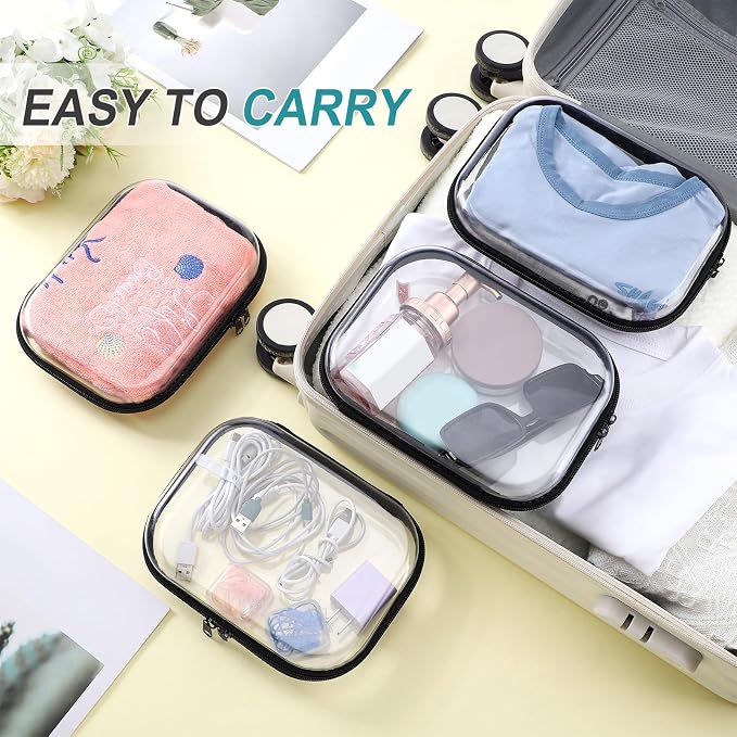 Sanwuta 6 Pcs Clear Hard Zipper Case Plastic Zipper Pouches Transparent Makeup Bag Pencil Case Pouches Toiletry Diaper Bag for Travel Toy Storage Organizer Bins(Black,7.87 x 5.9 x 2 Inch) - Image 5