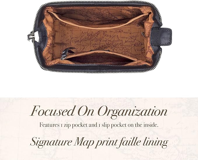 Patricia Nash Travel Toiletry Bag for Men - Moto Canvas Travel Case, Dopp Kit for Men, Waxed Cotton Canvas, Mens Toiletry Bag, Stylish Travel Case, Brushed Brass Hardware, Zipper Closure - Image 3