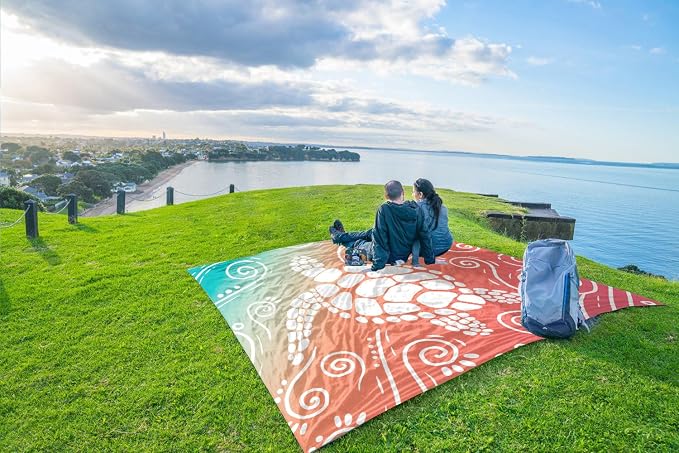 WEKAPO Beach Blanket Waterproof Sandproof Oversized Extra Large Sand Free Beach Mat with Stakes, Storage Bag - Essentials for Outdoor Beach, Picnic (Sea Turtle, 11 X 9 FT (1~10 Person)) - Image 8