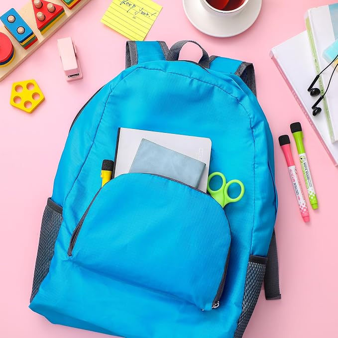 Jexine 80 Pack Backpack Bulk 17 Inch Foldable Backpack 5 Assorted Colors Lightweight Back Pack for Outdoor Travel Zippered Book Bags - Image 7