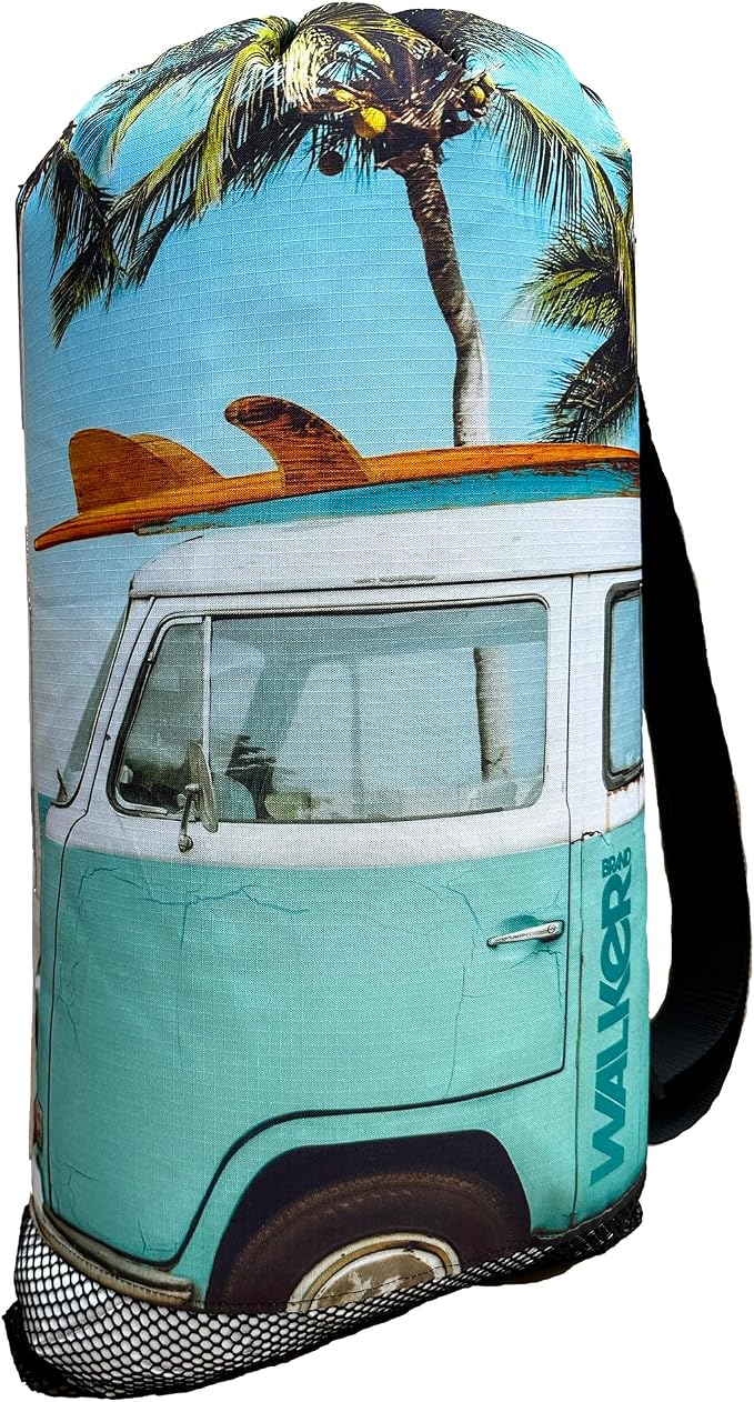 Walker Beach Mesh Net Travel Boat Bag for Snorkeling, Dive, and Swim Gear – USA Made, Tropical Aqua Van - Image 2