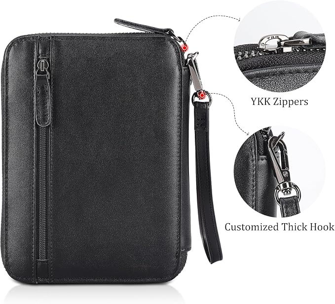 Polare Napa Leather Family Passport Wallet for 4 Passports, RFID Blocking Bifold Passport Cover Travel Document Organizer Holder (Black with AirTag Slot) - Image 5