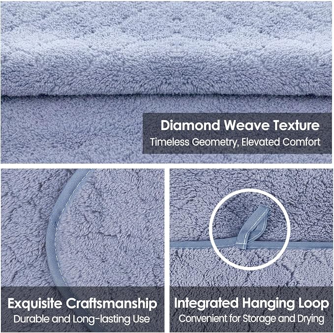 JML Microfiber Bath Towels, Ultra Soft, Super Absorbent, Fast Drying, No Fading, Large Body Towel Set for Shower, Gym, Sauna, Sport, Travel, Fitness, SPA,Yoga (Coral Fleece Blue, 30 in x 60 in) - Image 4