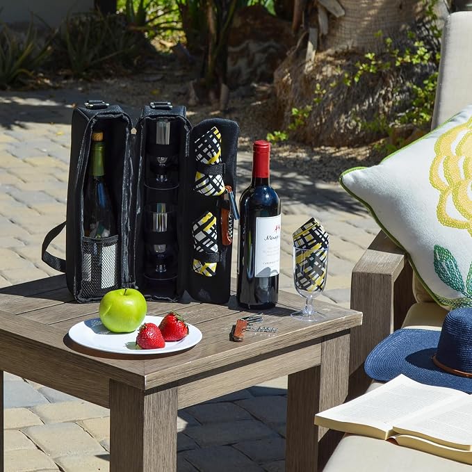 Picnic at Ascot - Deluxe Insulated Wine Tote with 2 Wine Glasses, Napkins and Corkscrew - Image 2