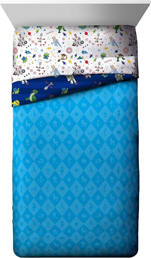 Disney Toy Story Buzz Woody Twin Comforter Set 4 Piece Kids Bedding, Blue | Jessie Rex, Bed in a Bag, Comforter Sheets Pillowcase, Official Product, Soft Microfiber, Machine Washable, Kids Gift - Image 3