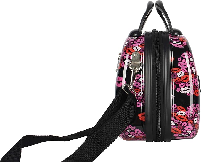 Betsey Johnson Hardside Cosmetic Case - Lightweight Small Size Hardshell Travel Hand Makeup Bag - Adjustable Shoulder Strap - Bag for Women and Girls - Multi-Functional Case - Image 3