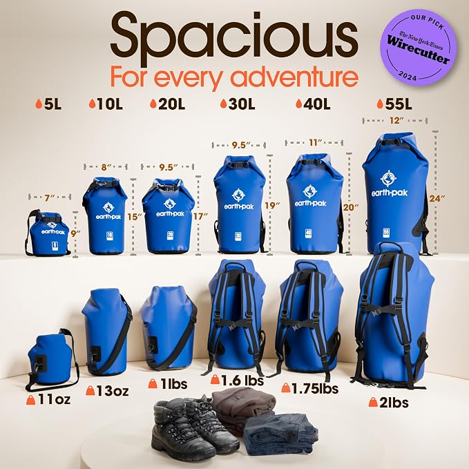Earth Pak Waterproof Dry Bag - Roll Top Waterproof Backpack Sack Keeps Gear Dry for Kayak with Waterproof Phone Case - Image 2