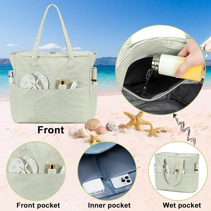 Bluboon Waterproof Beach Tote Pool Bags for Women Ladies Extra Large Carry On Bag With Wet Compartment for Weekender Travel - Image 7