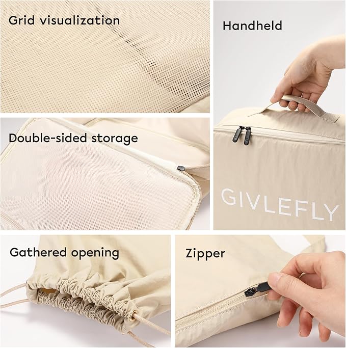 GIVLEFLY Compression Packing Cubes for Travel, 6-Piece Lightweight Luggage Organizer Bags, Space Saving Suitcase Packing Set for Women - Image 6