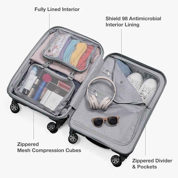 Traveler's Choice Pagosa Hardshell Expandable Luggage with Spinner Wheels, Gray, 2-Piece Set (22/27) - Image 7