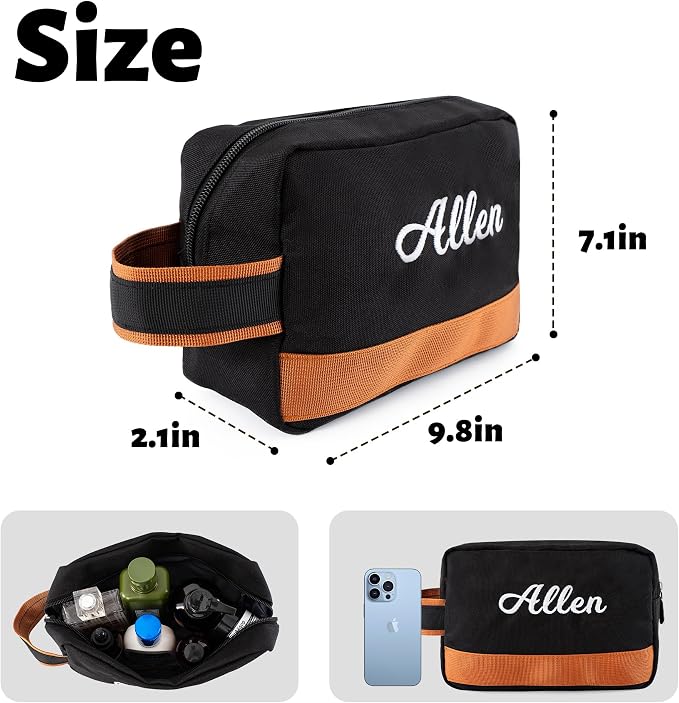 Travel Duffle Bag Set for Men Boys Personalized Weekender Overnight Bag with Embroidered Name - Custom Canvas Duffle Bag with Toiletry Bag and Shoe Compartment for Travel Trip Workout (Black) - Image 5
