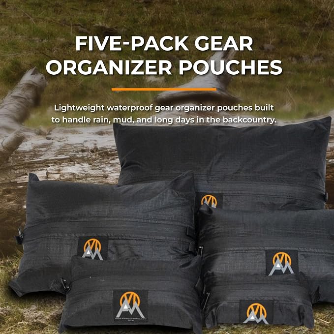 VIAM Outdoors G3 Glacier Gear Grab Tool Bag Zipper Pouch, Premium Utility Multipurpose Storage Organizer Tool Pouches for Hunting, Camping, Backpacking, Travel - 5pc Black - Image 2