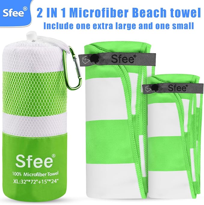 Sfee 2 in 1 Microfiber Oversized Beach Towel, Quick Dry Towel Travel Towel Camping Towel Super Absorbent Compact Lightweight Sports Gym Towels for Beach,Gym, Hiking, Pool, Backpacking, Bath, Yoga - Image 5
