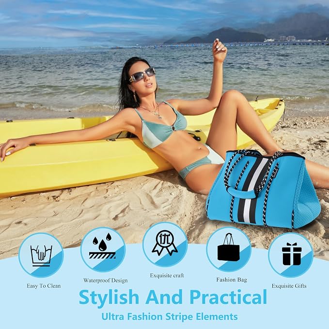 QOGiR Neoprene Multipurpose Beach Bag Tote with Inner Zipper Pocket … … … … - Image 6